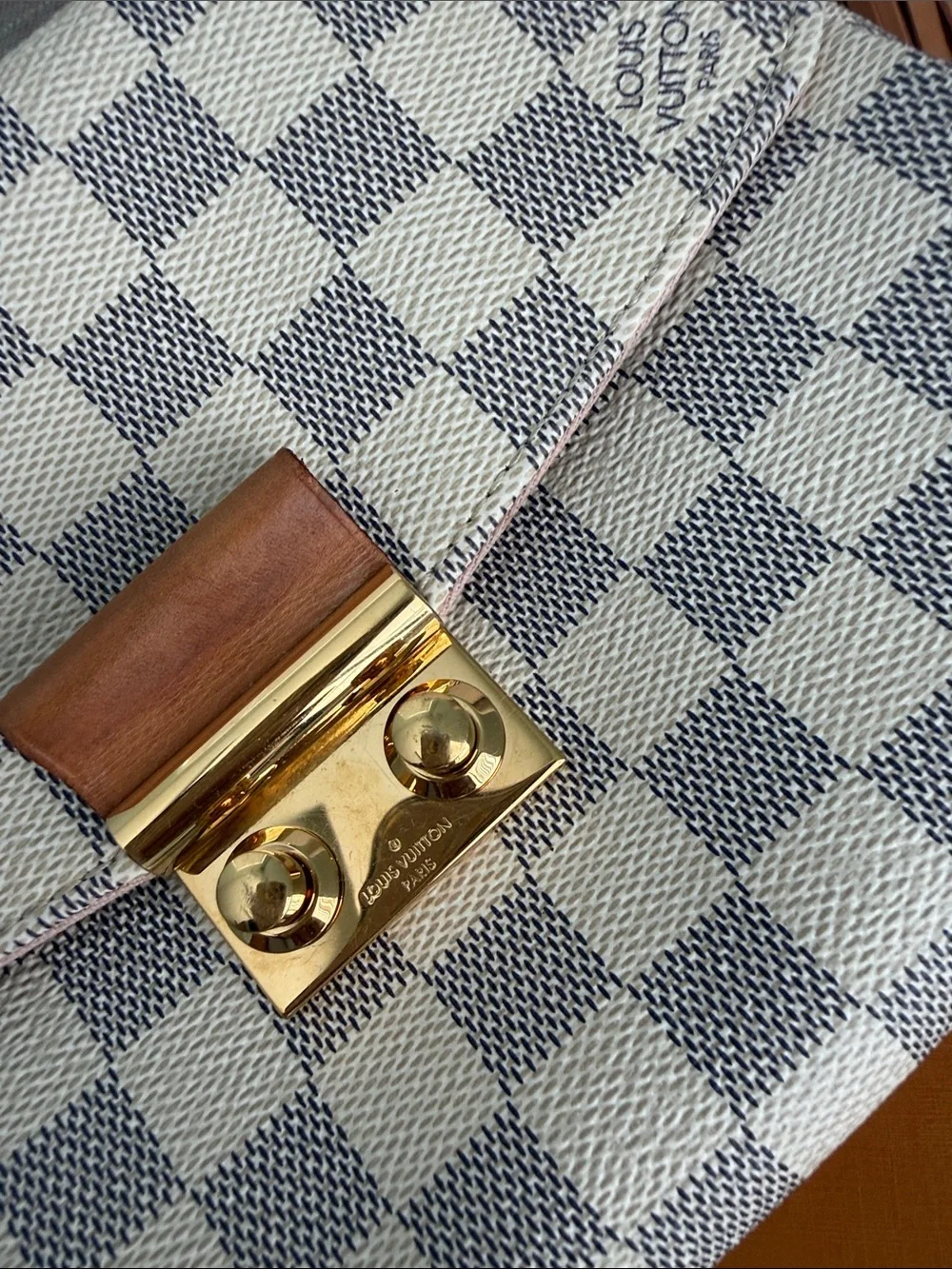 Louis Vuitton Croisette Damier Azur Canvas  Crossbody Bag in Cream With COA